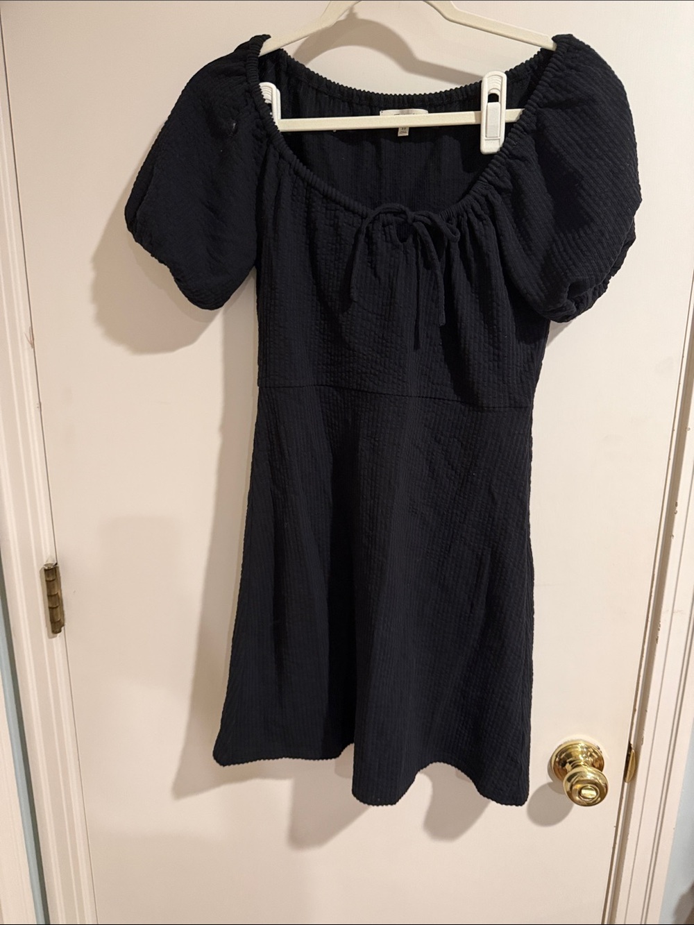 Madewell Black Mini Dress with Puff Sleeves
